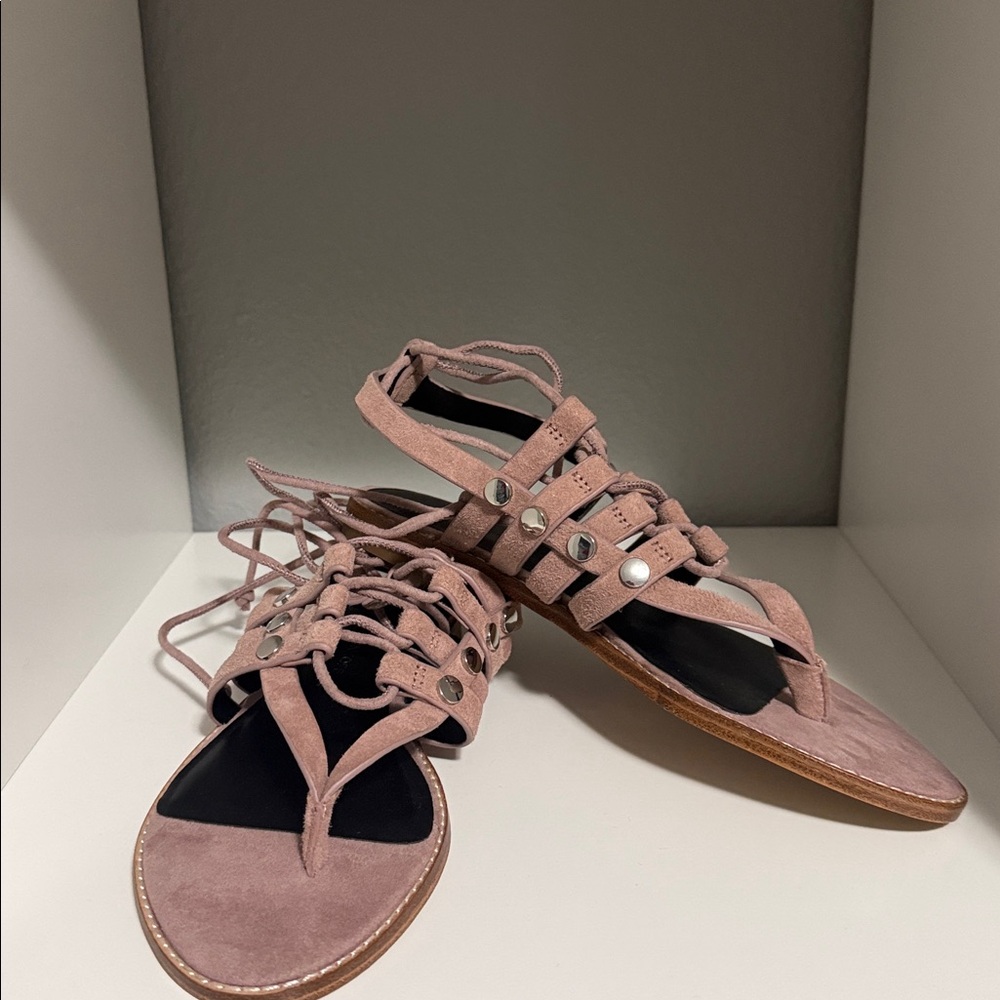 *NEW* Rebecca Minkoff Dusty Mauve Suede Strappy Sandals Size 7 - Picture 2 of 9
